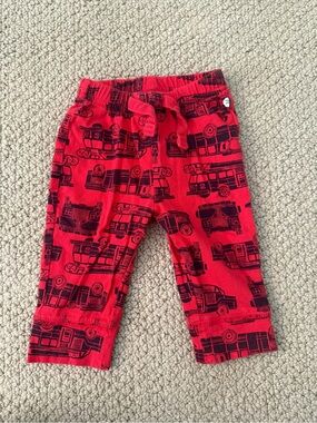 Red gap Baby Pants with Fire Truck Print 3-6 month